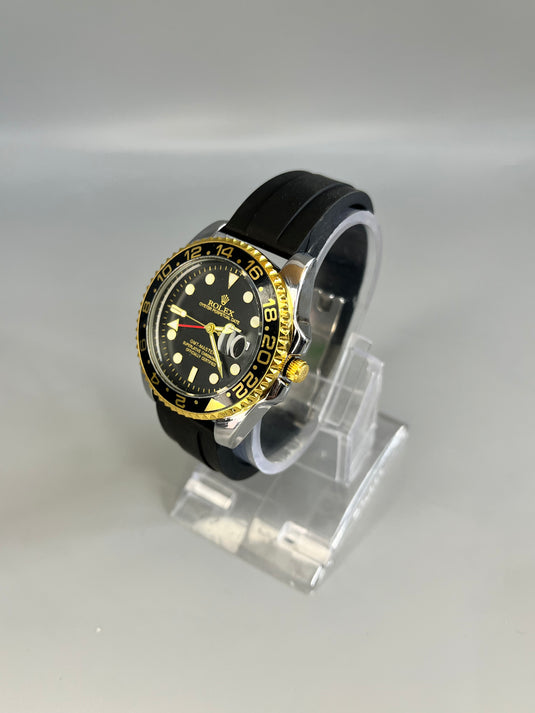 GMT Strap  Golden and Black Watch