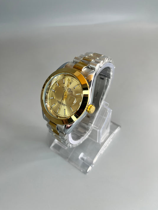 RLX Date Adjust Watch Two tone chain Golden dial (INDEX)